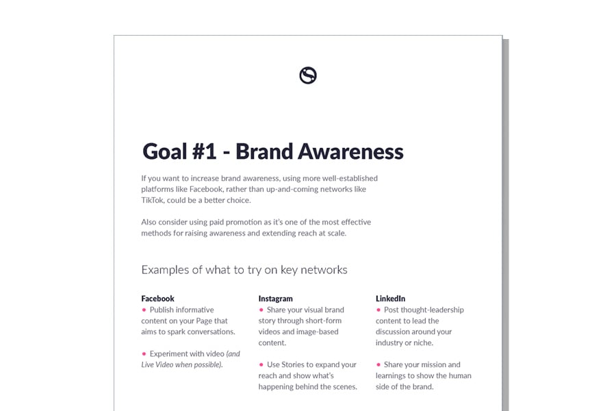 One of the pages from the guide to social media channels