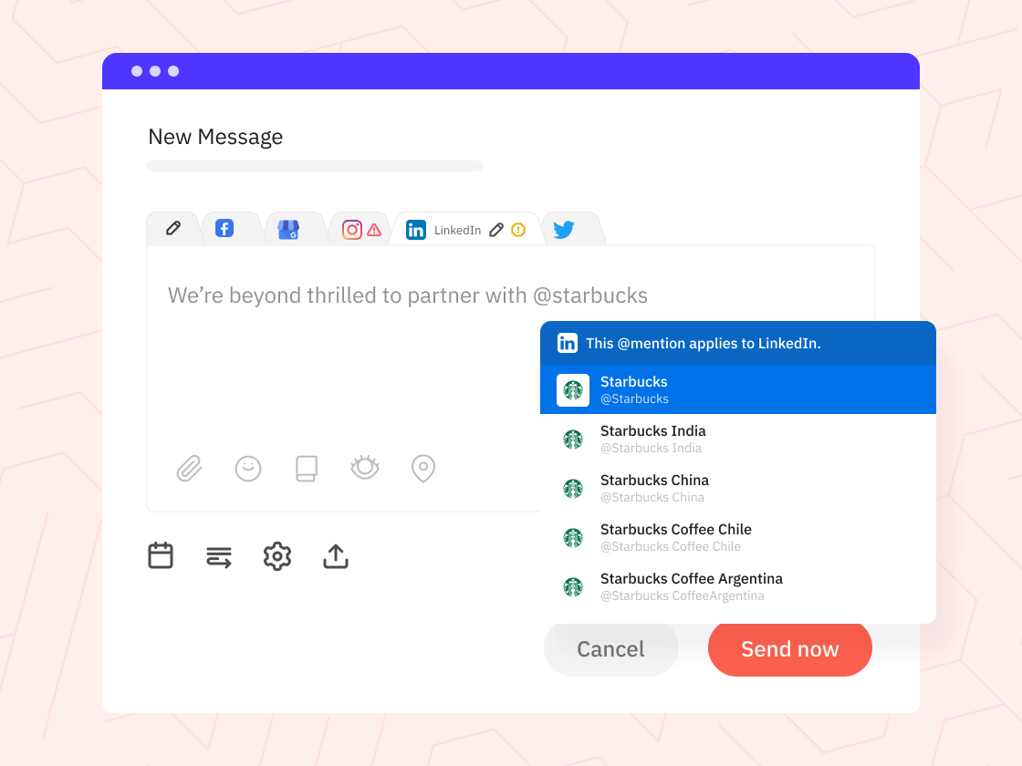 adding profile mentions in posts in Sendible